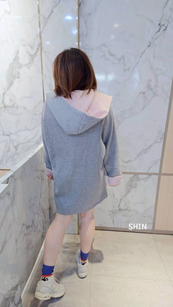 超挺布粉色帽短洋(灰/深藍) 