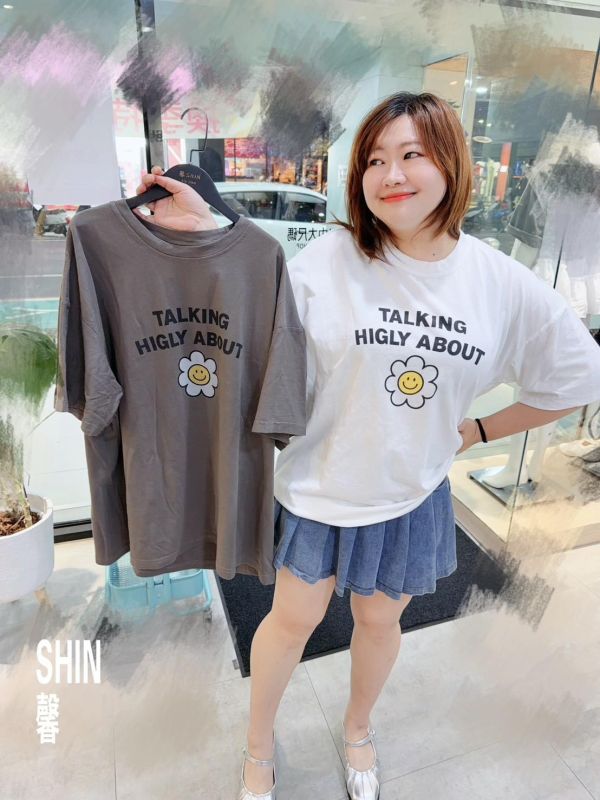 水洗TALKING花朵T(灰綠/深藍/淺藍/黑/白) 