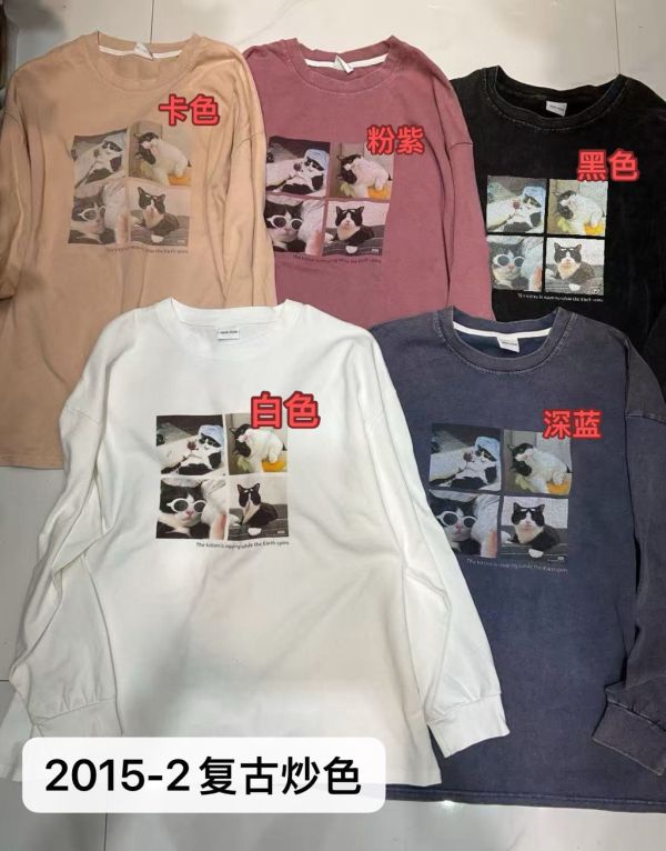 4格貓咪長袖T(黑/白/卡其/粉紫) 