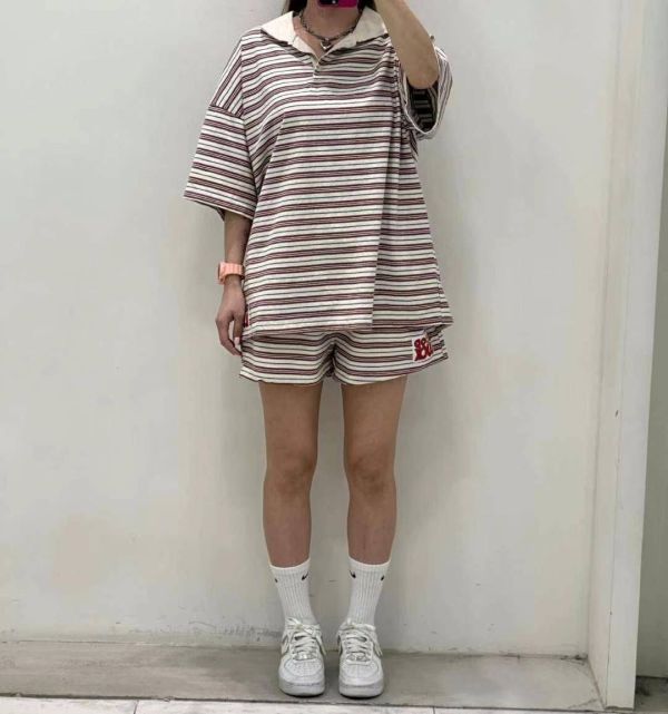正韓橫紋貼布標polo衫（藍/咖/紅） 