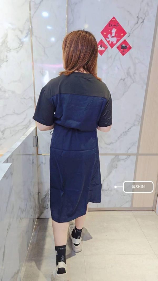 基本必須擁有假兩件吊帶長版(深藍/卡其) 