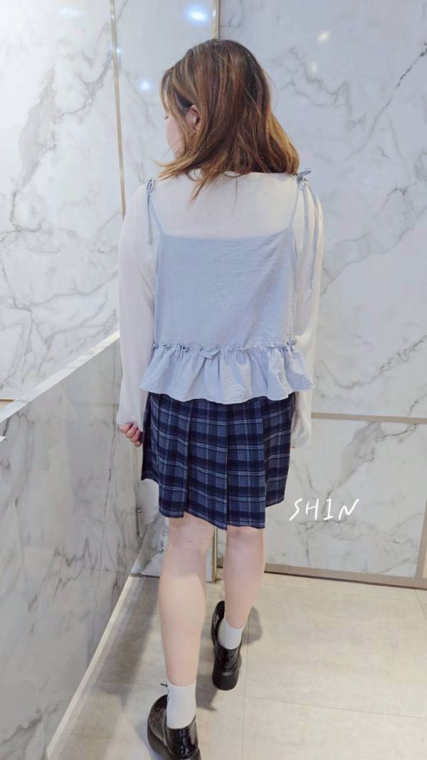 兩件式可愛上衣(藍/粉) 