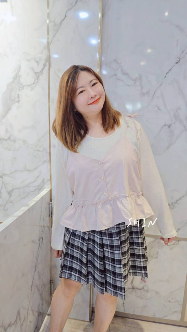 兩件式可愛上衣(藍/粉) 