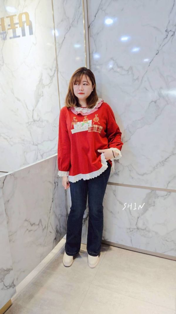 廣州自選款高品質手工蕾絲花邊T(紅/杏) 