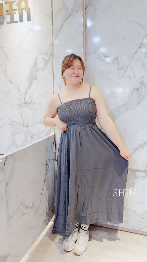 水水平口雪紡連身洋裝(卡其/深灰/酒紅/黑) 