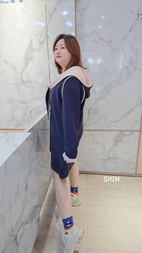 超挺布粉色帽短洋(灰/深藍) 