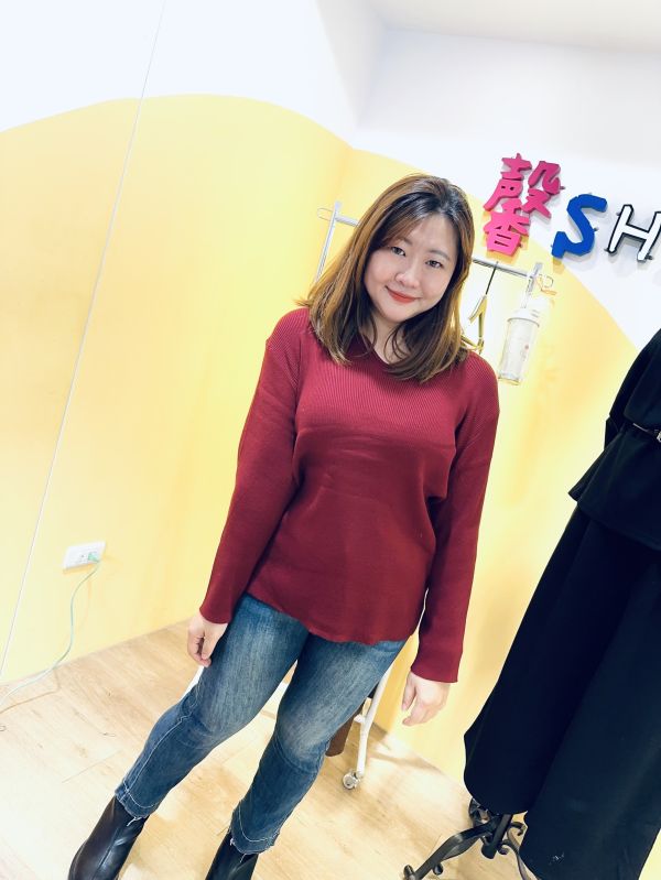 V領羅紋針織毛衣(黑/咖/杏/紅/淺灰) 