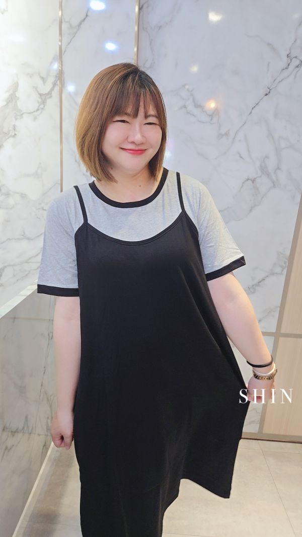 假兩件長版洋(黑/咖) 