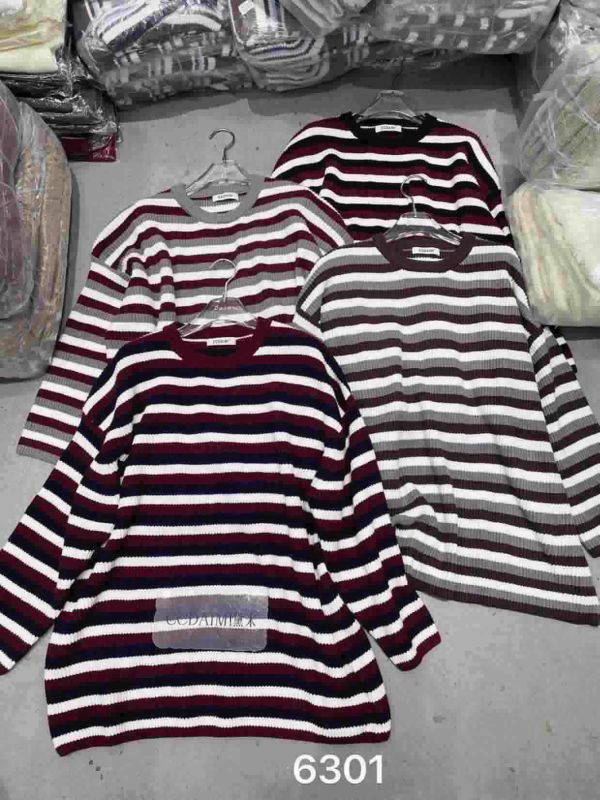 情侶款軟軟的圓領條紋針織衣(咖條/灰條/白底黑條/黑底白條/粉條/藍條) 