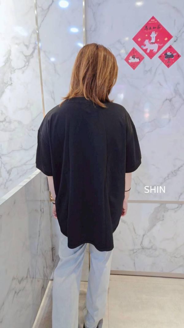 側弧線背壓摺空氣棉T(湖藍/紫/黑) 