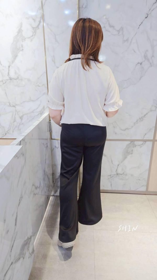 滾蕾絲綁帶雪紡上衣 