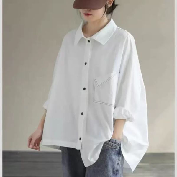 不規則明線襯衫(黑/白) 