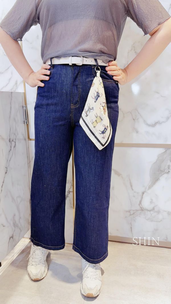 有皮帶有絲巾有氣質的九分奶奶褲(深/淺) 