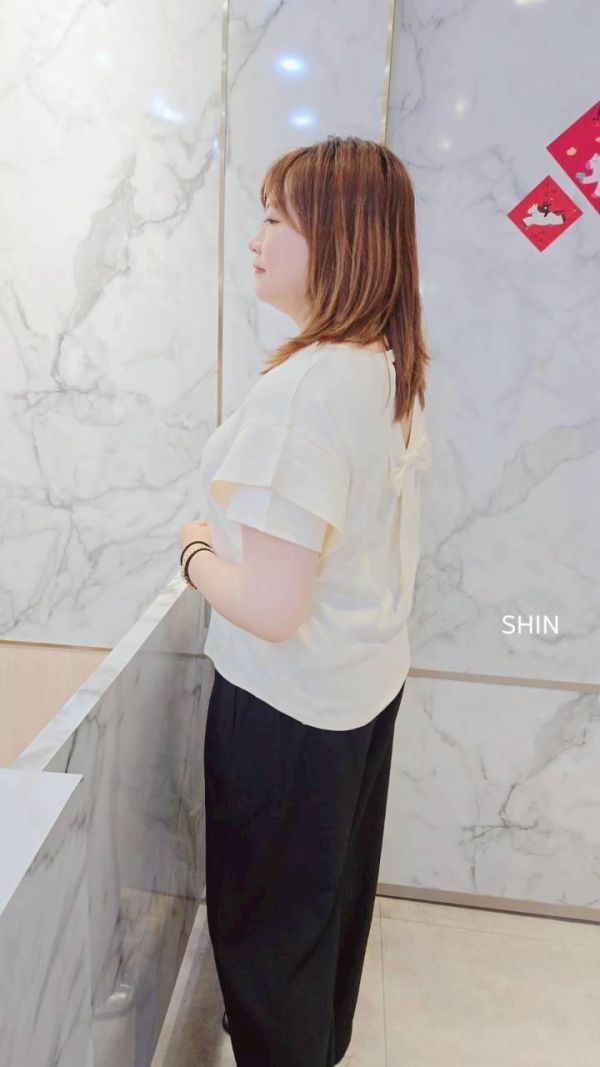 水水後蝴蝶結素T(紫/黑/杏) 