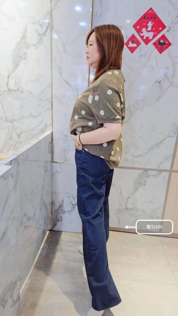 日系大小點點竹節棉麻上衣(綠/黑) 