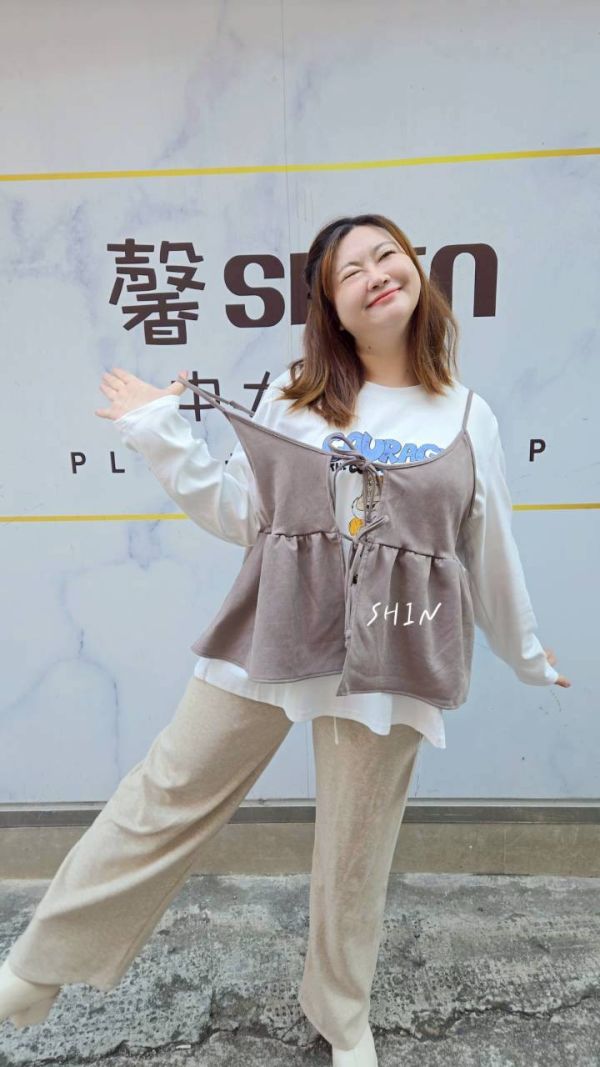 麂皮漂亮綁帶背心(灰/咖/杏/黑) 