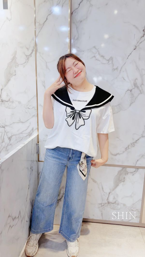 學院風蝴蝶結QQ上衣(白/黑/紅) 