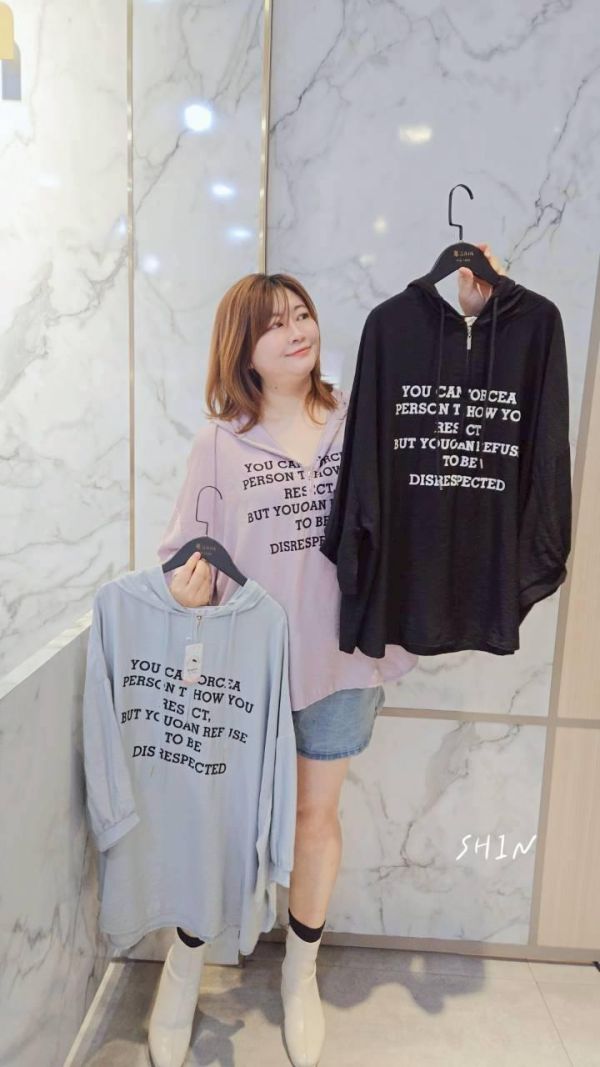 胸文字拉鍊帽T(灰/紫/黑) 