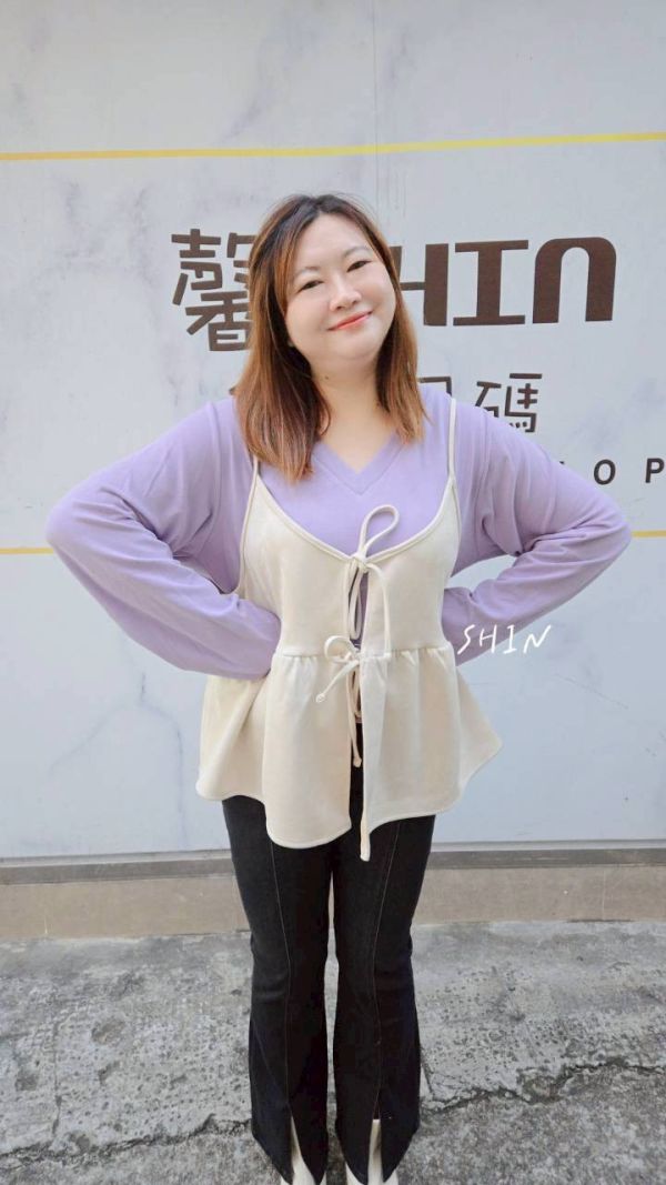 麂皮漂亮綁帶背心(灰/咖/杏/黑) 