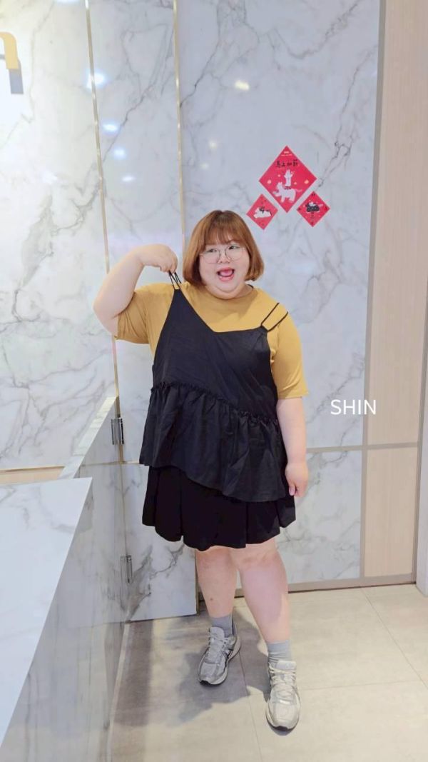 日系真兩件雙線蛋糕背心上衣組(駝/灰/焦糖) 