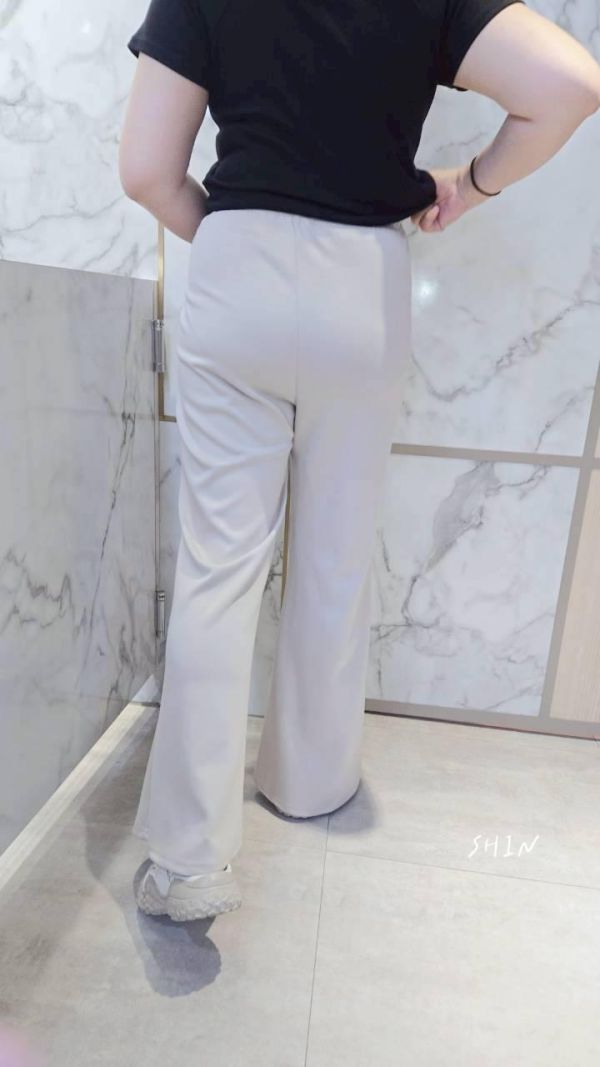 滑面喇叭綁帶長褲(杏/咖/黑) 