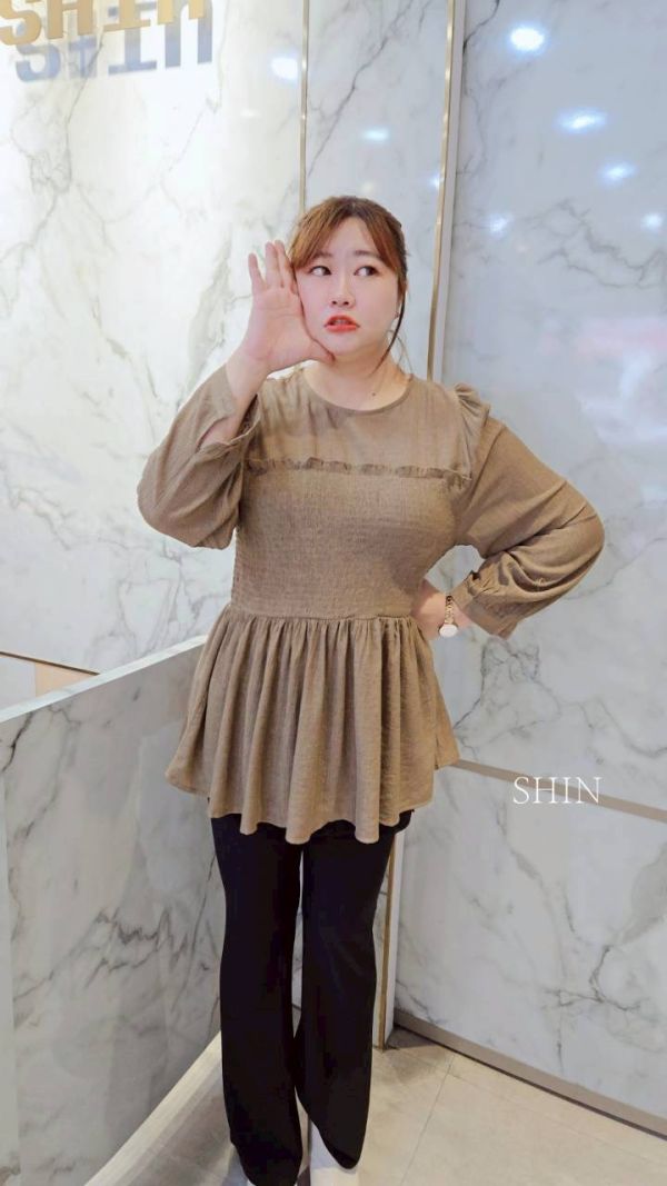 KOREA鬆緊胸上衣(咖/黑) 