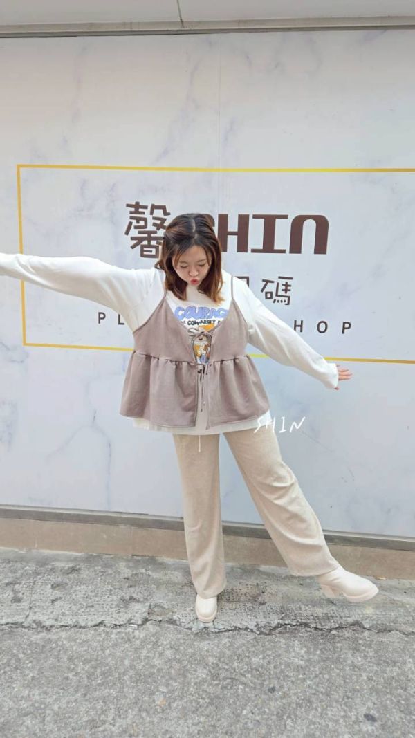 抽繩厚磅休閒寬褲(燕麥/米白/黑) 