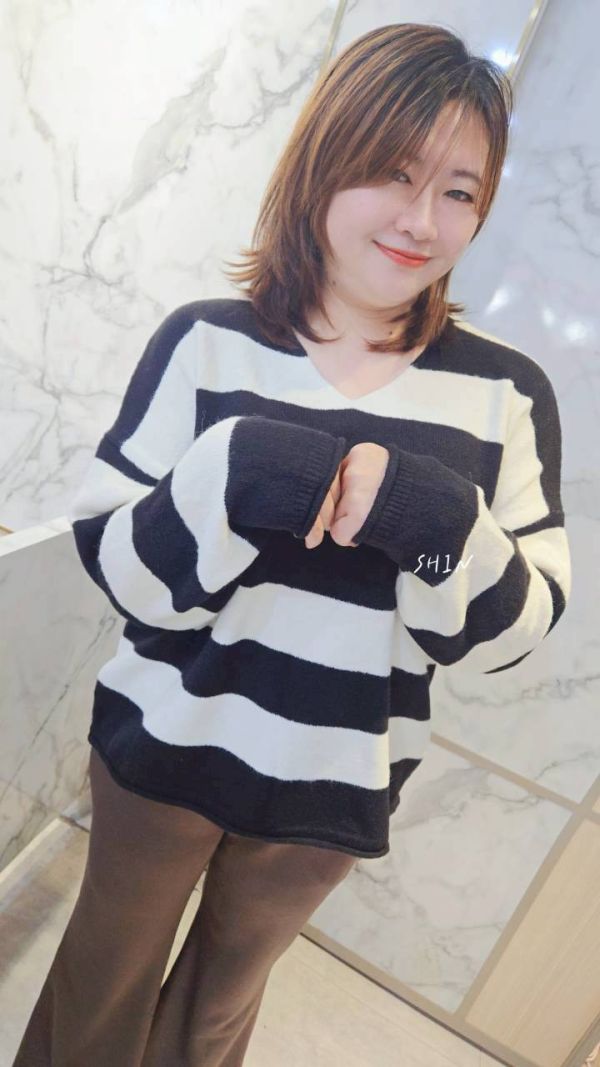 不修邊粗條紋毛衣(燕麥/黑白/白紅/橘/綠咖/藍) 