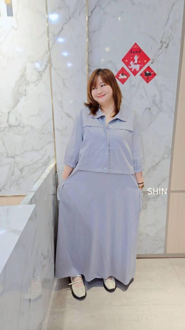 可正式但又不流於普通的工裝長洋套裝(水藍/深藍) 