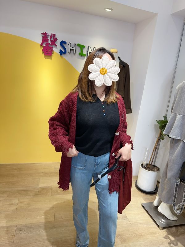 MM扣針織背心(黑/杏/紅) 