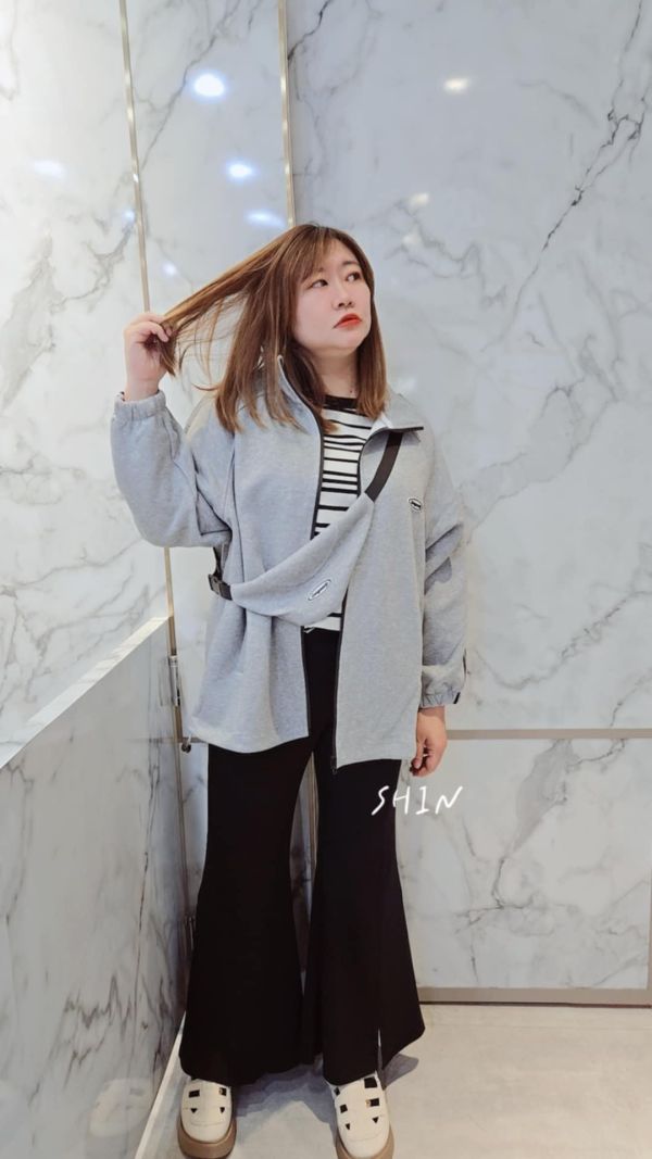 運動風外套(附包包)(粉/灰/白/黑) 