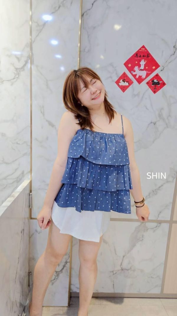 夏天美一波滿版小花牛仔背心(深/淺) 