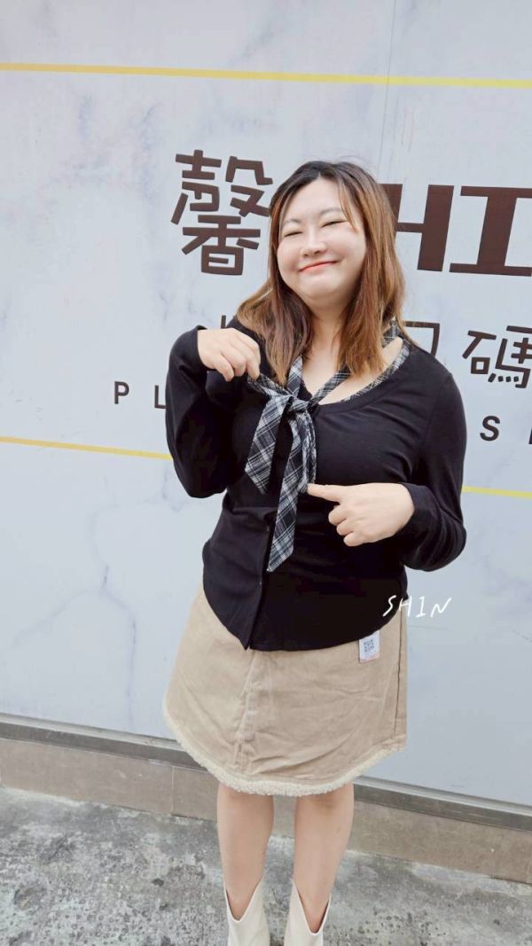 格子領緞帶上衣(黑/咖) 