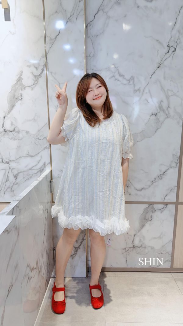 滾邊超級可愛的宮廷小洋裝(柔粉/美杏) 