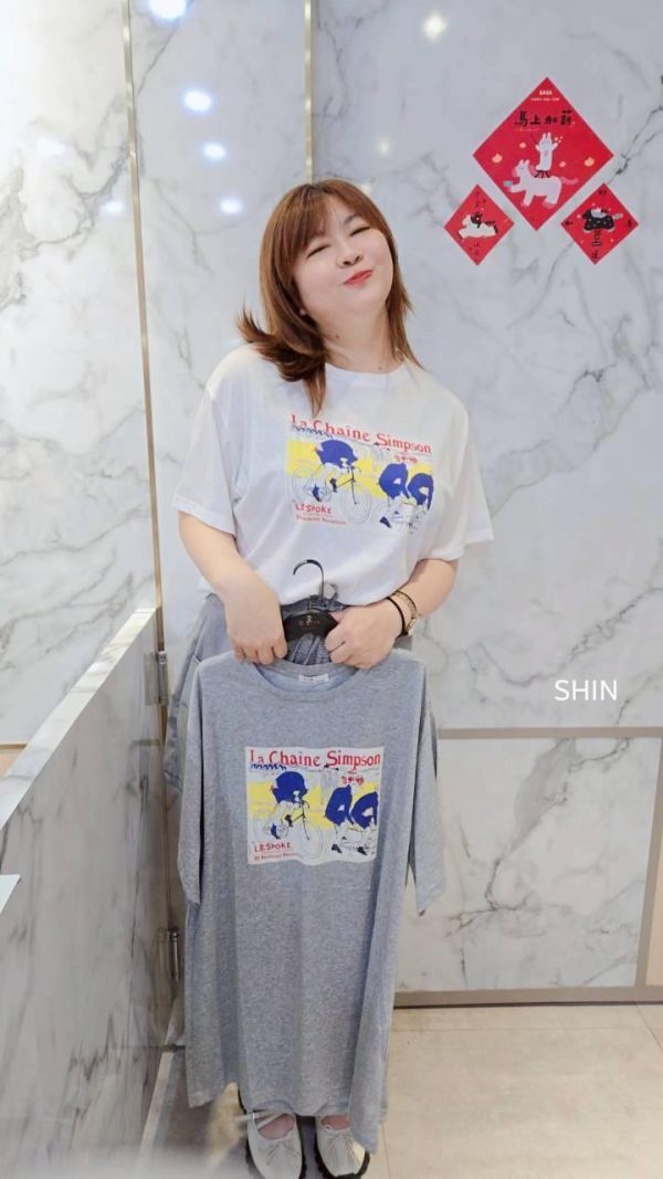 竹節棉復古單車印大T(黃/灰/白/藍) 