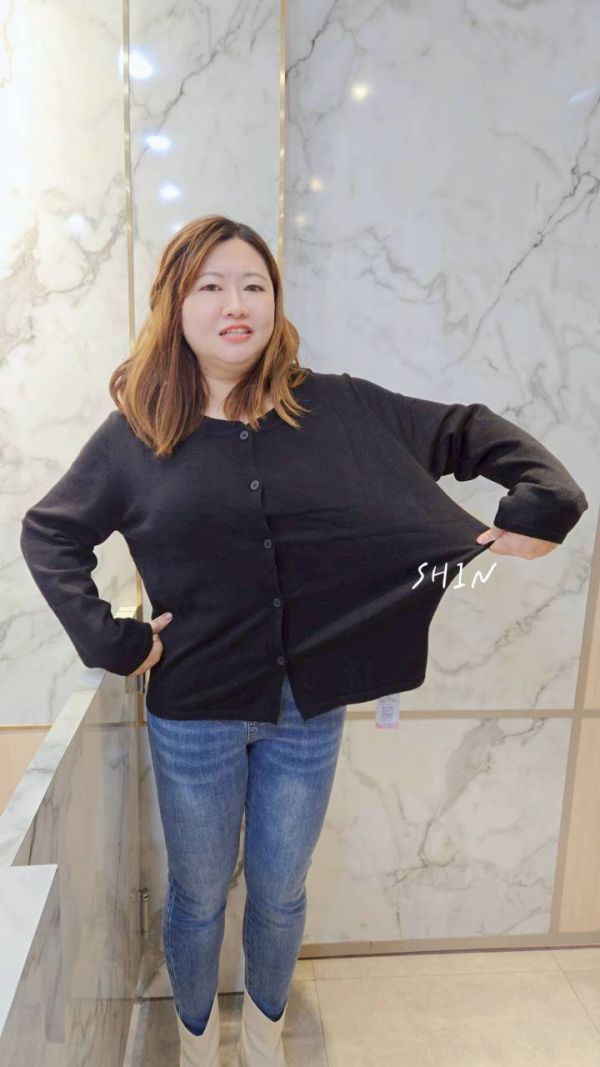 針織排扣上衣外套(黑/白/藍) 