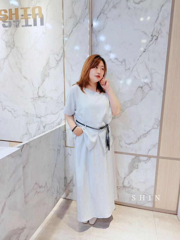 美的冒泡斜肩腰帶兩件套(粉/黑/藍) 