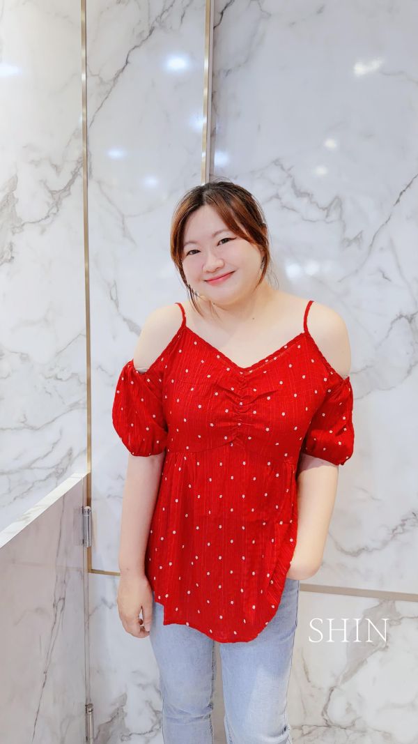 小花兒吊帶雪紡上衣(黑/白/紅) 