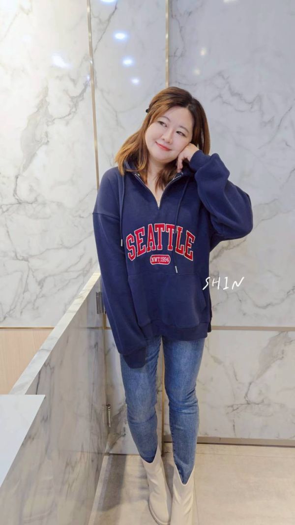 西雅圖帽T(黑/咖/米灰/深藍/粉) 