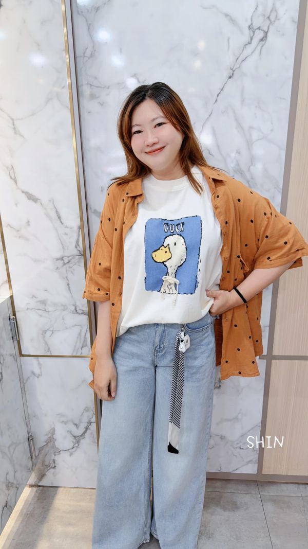 大頭鴨T(杏/白) 