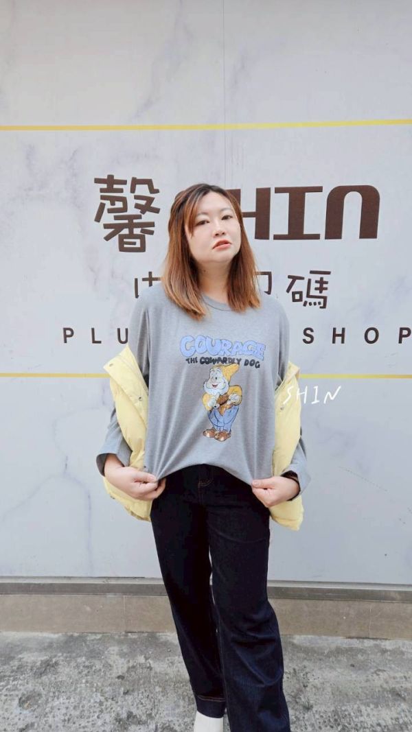 小矮人磨毛T(白/灰) 