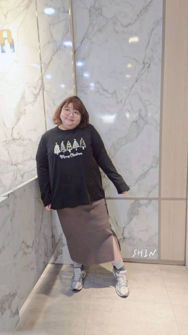 聖誕樹磨毛T(黑/白/灰) 