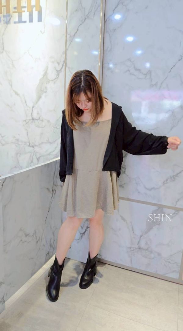 連帽雪紡罩衫(藕粉/卡其/灰/黑) 