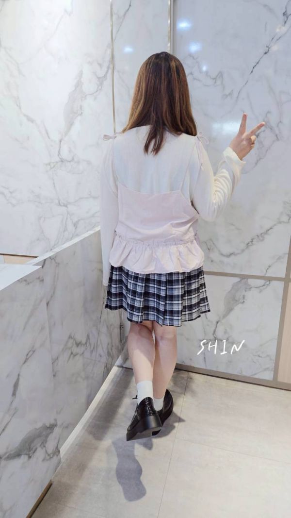 兩件式可愛上衣(藍/粉) 