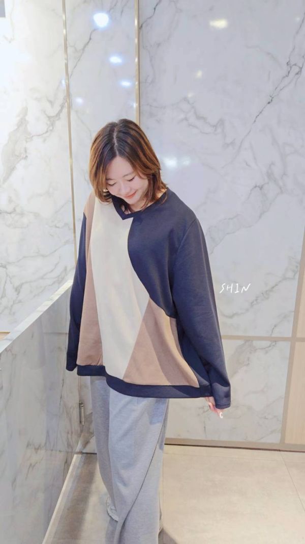 撞色曼巴棉T(藍/紅) 