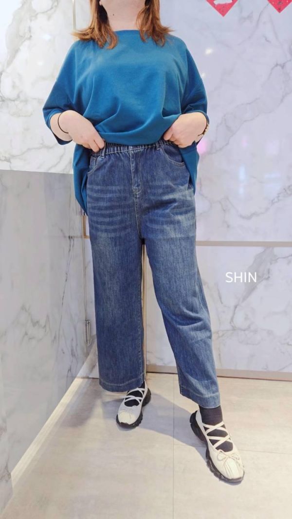 超好看下包邊牛仔寬褲(深/淺) 