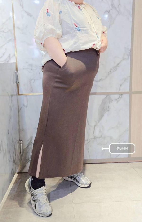 太空棉綁帶長裙(黑/咖) 