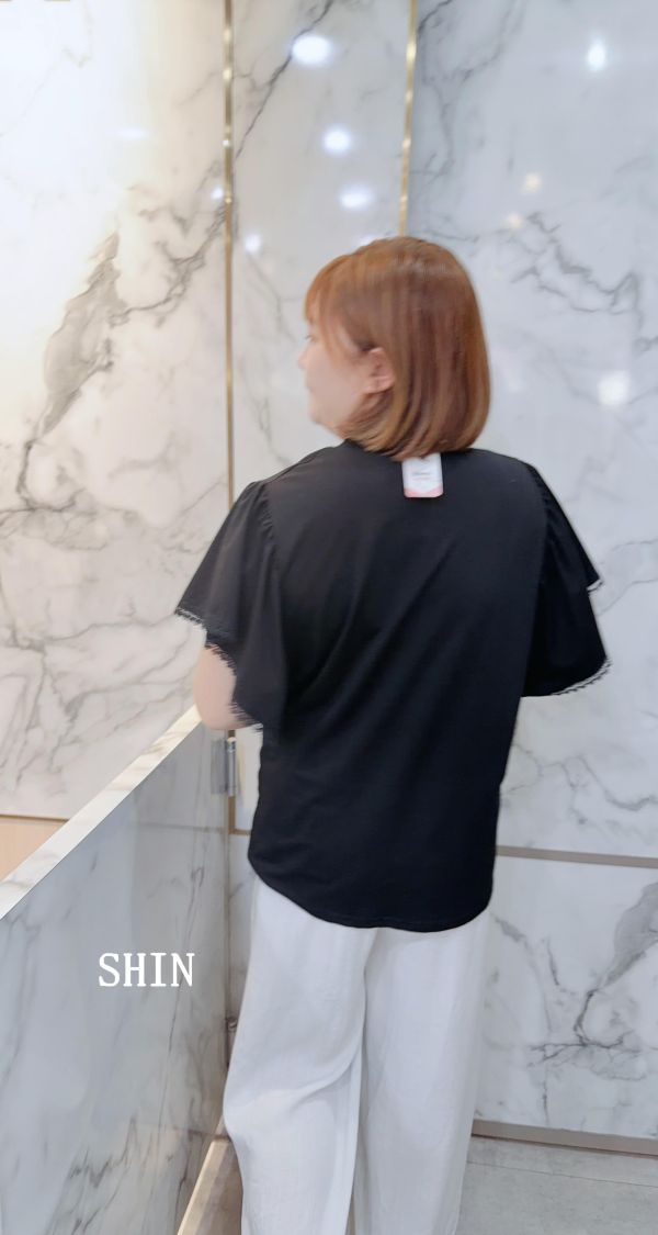 氣質女漂亮袖涼感T(黑/灰) 