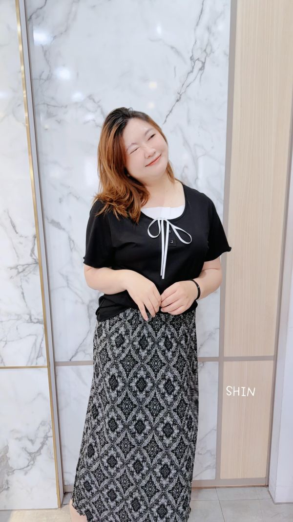 假兩件女孩感薄T(紅/黑) 