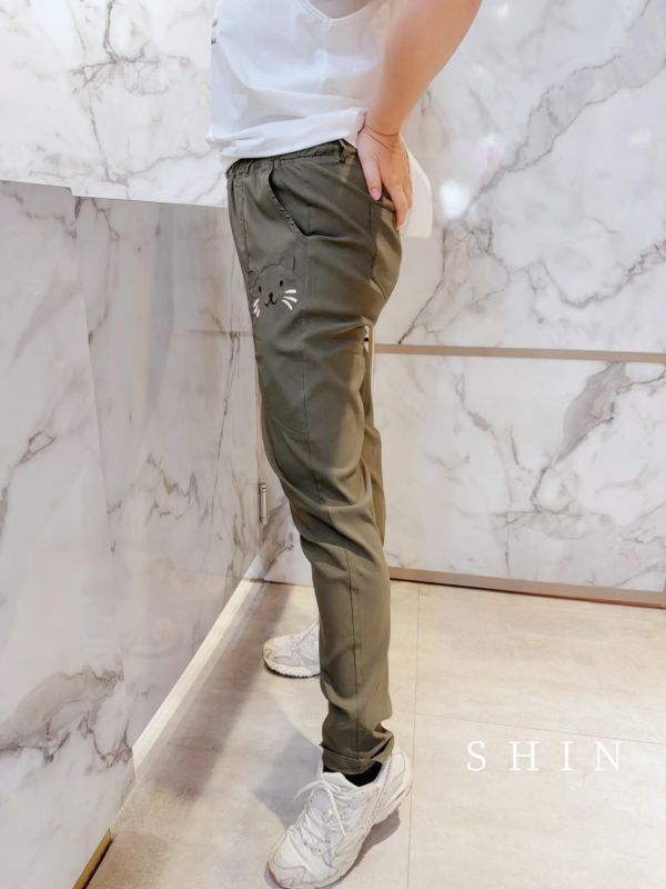 心心念念夏季最愛左貓貓涼感工作褲(黑/軍綠) 